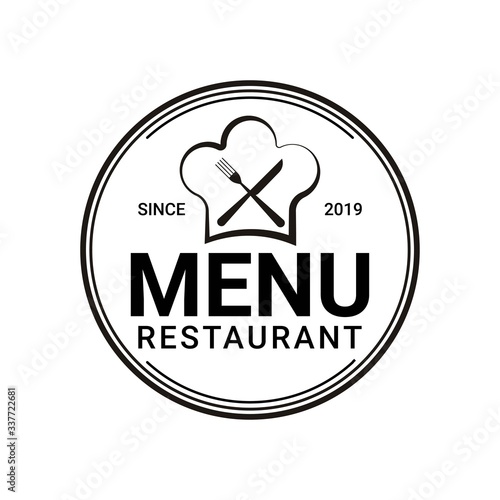 Cooking, cuisine logo. Icon and label for design menu restaurant or cafe. Lettering, calligraphy vector illustration