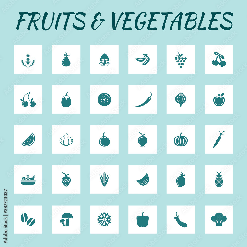 Very Useful Editable Fruits & Vegetable Icon Set.