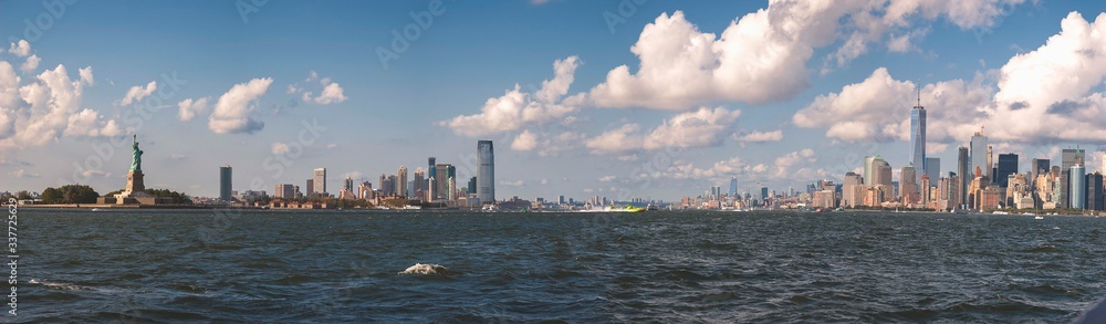 The skyline of New Jersey and Lower Manhattan in New York