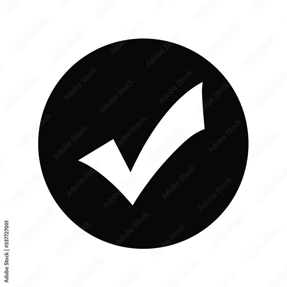 Black Circle Check correct Like business icon symbol silhouette black white sign Black Circle Check correct Like business icon symbol silhouette black white sign