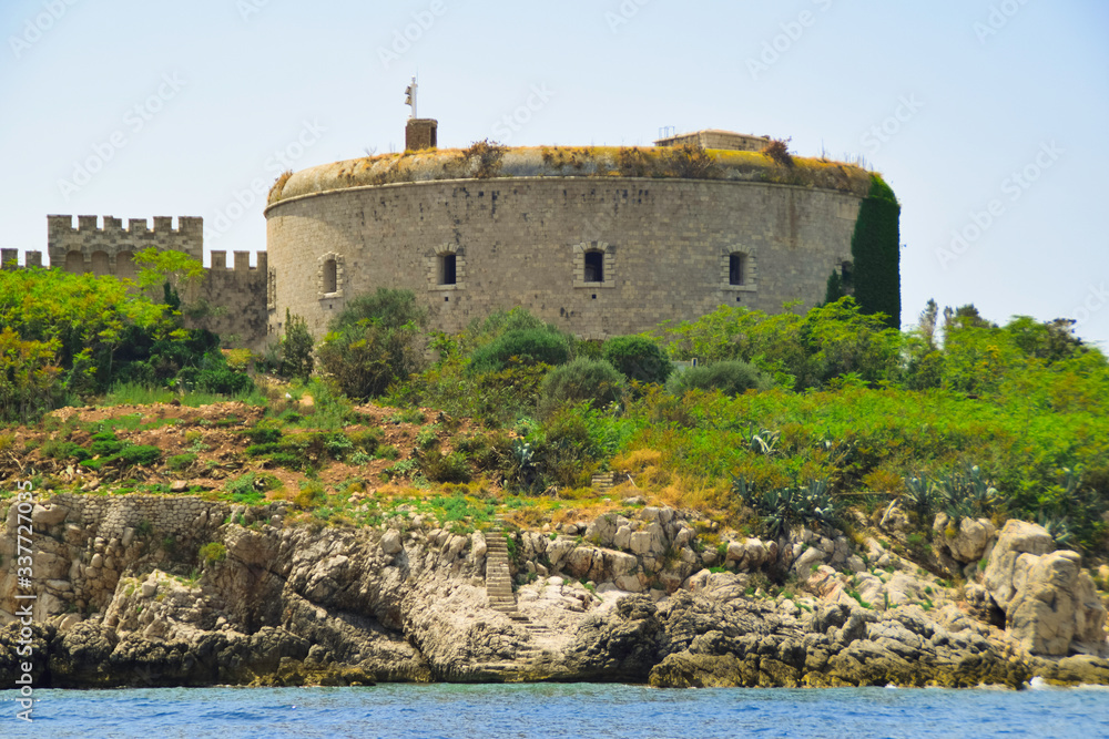 Mamula island fort, Boka Kotorska bay of Adriatic sea, Montenegro. 