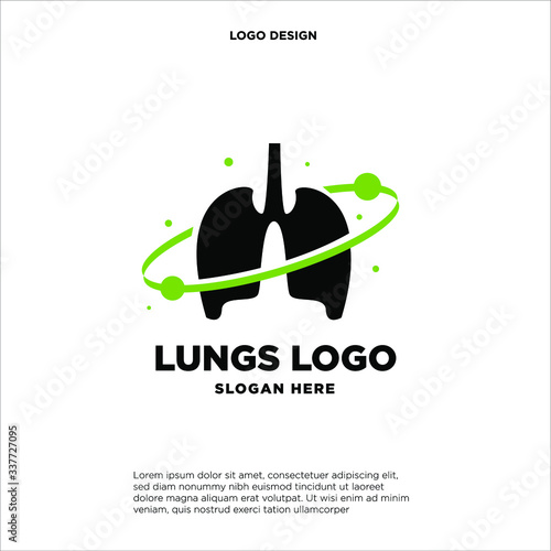 Lungs Planet logo designs concept vector, Lungs shield logo, Lungs Care logo template