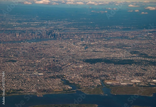 Suburbs of New York and Manhattan from the air