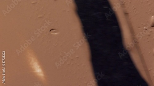 Macro foundation make-up base texture smudge with palette-knife spatula MAkes a makeup texture looks smooth photo