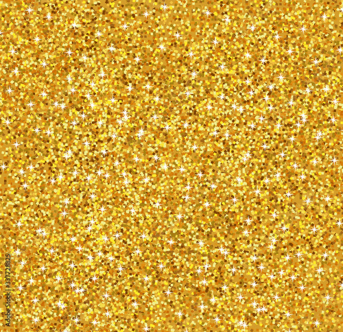 Gold glitter realistic, white background vector illustration