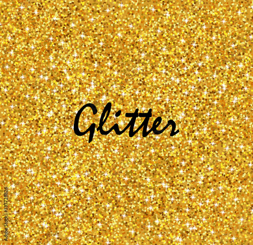 Gold glitter realistic, white background vector illustration