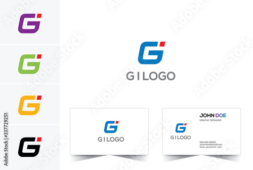 GI letter vector logo abstract and business card template