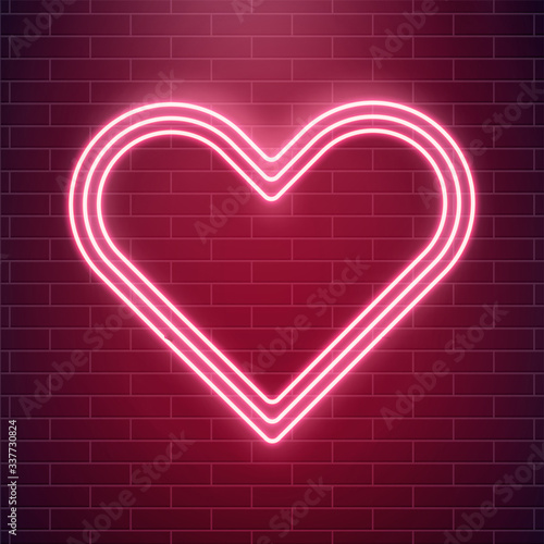 Love neon, valentines day heart. Concept of heart neon sign. Pop art love cover.