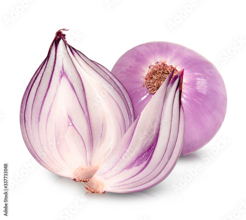 fresh red onion isolated on white background