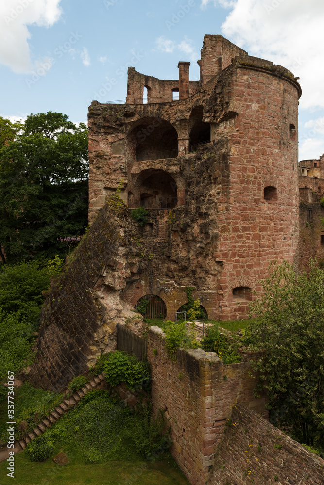 Castle Ruins of Heidelberg. Destroyed tower.