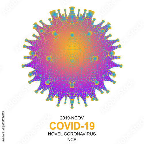 Coronavirus COVID-19. Icon of Corona virus 2019-nCoV. Bright neon 3d sign on transparent background isolated. Worldwide outbreak of lung infection. Influenza pandemic. Disease of Corona-virus.