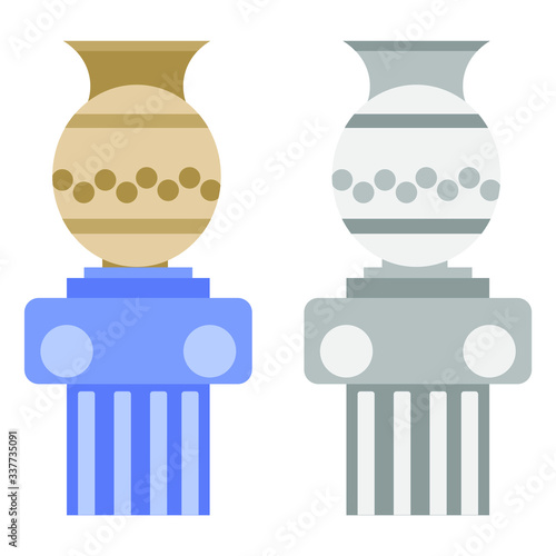 Museum black icons set with fine art objects and visitors isolated illustration