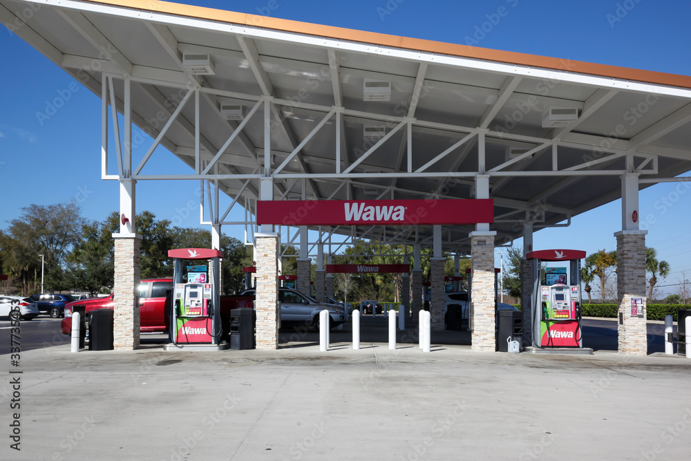 Orlando, Florida, USA January 21, 2020 Wawa gas station in Orlando