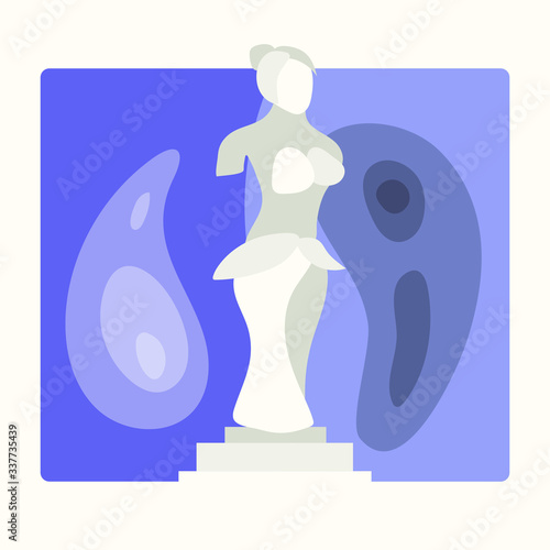 Museum black icons set with fine art objects and visitors isolated illustration