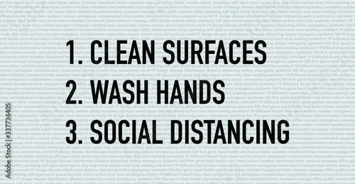 preventive measure from COVID-19. Clean surfaces, wash hands and maintain social distancing