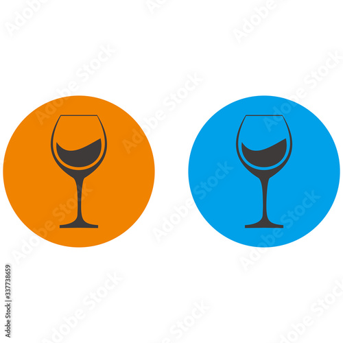 Wine glass icon on a orange and blue background