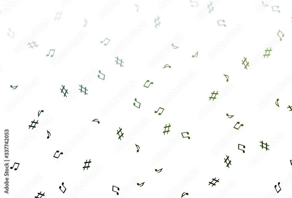 Light Green vector template with musical symbols.