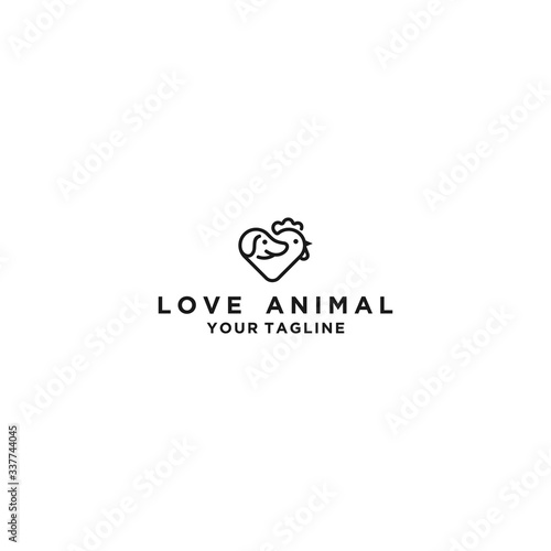 Creative love logo animal design icon illustration