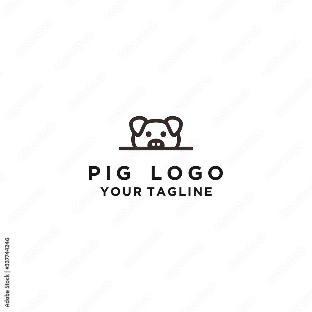 Creative Pig Face Logo design icon illustration Creative Pig Face Logo design icon illustration