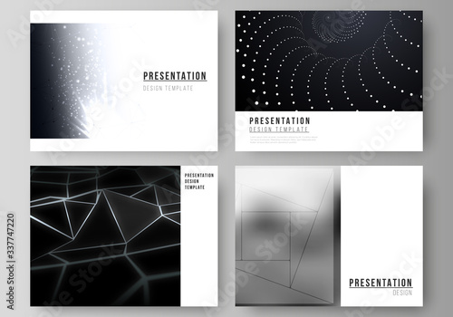 The minimalistic abstract vector layout of the presentation slides design business templates. 3d polygonal geometric modern design abstract background. Science or technology vector illustration.