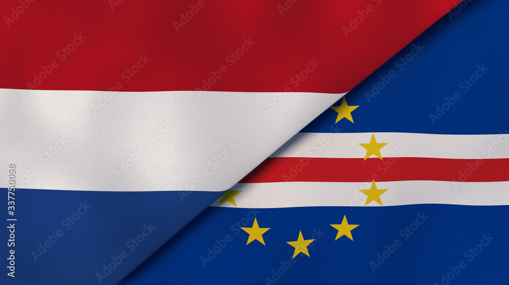 The flags of Netherlands and Cape Verde. News, reportage, business background. 3d illustration The flags of Netherlands and Cape Verde. News, reportage, business background. 3d illustration