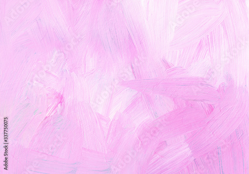 Abstract art pink and white background. Hand drawn pastel oil painting. Textured light brush strokes of paint on paper. Contemporary art. Modern artwork.