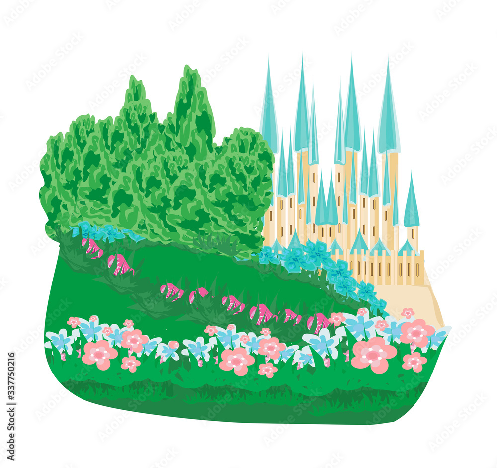 landscape with old castle - fairy tale banner