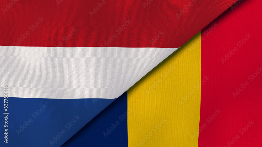 Fototapeta premium The flags of Netherlands and Chad. News, reportage, business background. 3d illustration