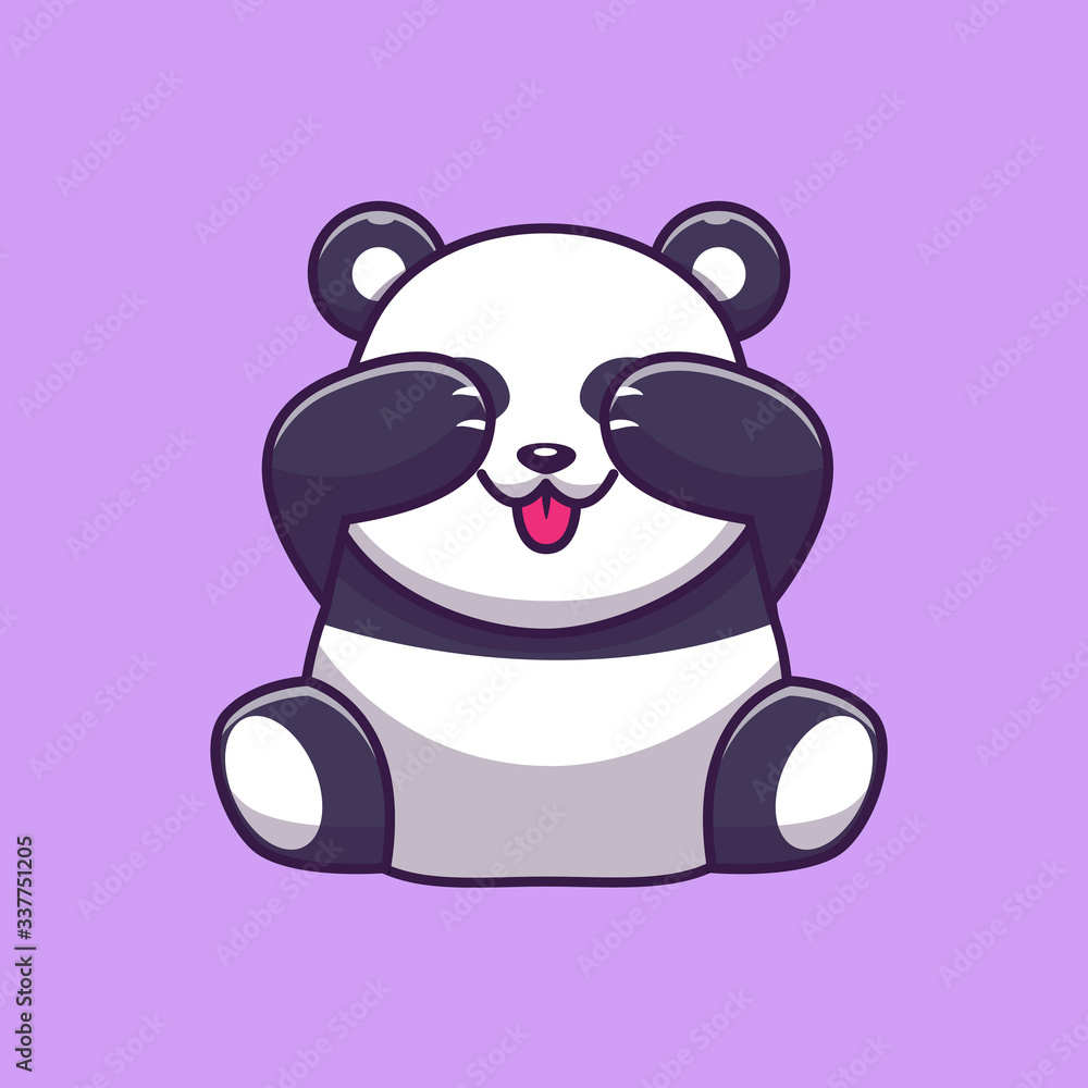 Cute Panda Closing Eyes Vector Icon Illustration. Panda Mascot Cartoon  Character. Animal Icon Concept White Isolated. Flat Cartoon Style Suitable  for Web Landing Page, Banner, Flyer, Sticker, Card Stock Vector | Adobe