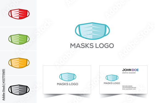 Masks logo icon vector and Business card template photo