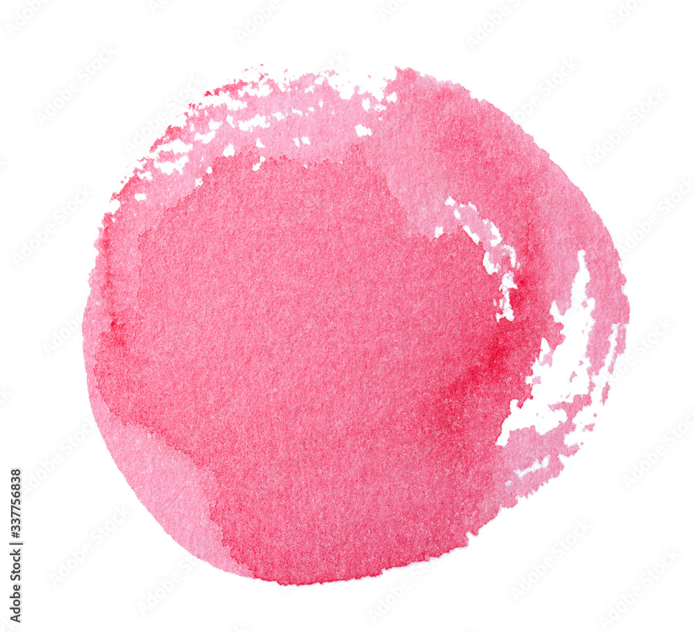 Abstract pink watercolor spot isolated on white background. Colorful aquarelle splash on paper, liquid splatter of paint Abstract pink watercolor spot isolated on white background. Colorful aquarelle splash on paper, liquid splatter of paint