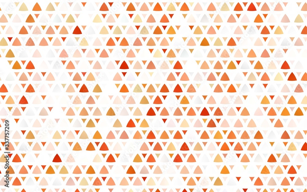 Light Yellow, Orange vector seamless layout with lines, triangles. Triangles on abstract background with colorful gradient. Design for textile, fabric, wallpapers.