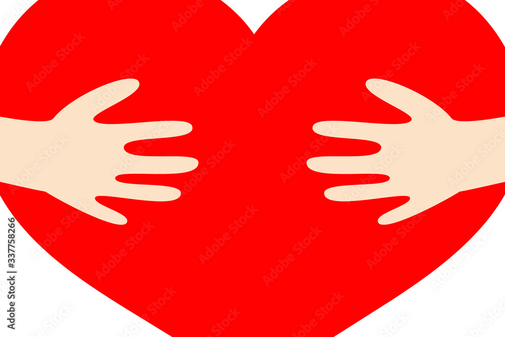 big red heart in child hands vector big red heart in child hands vector