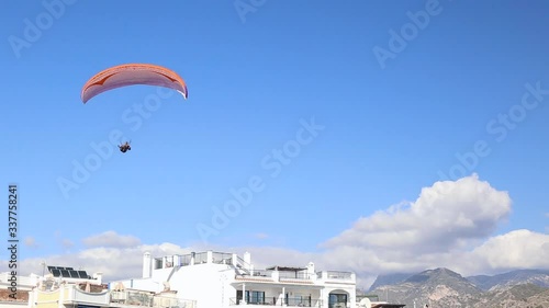 Close up view of Paraglider flying on Balcon de Europa Nerja photo