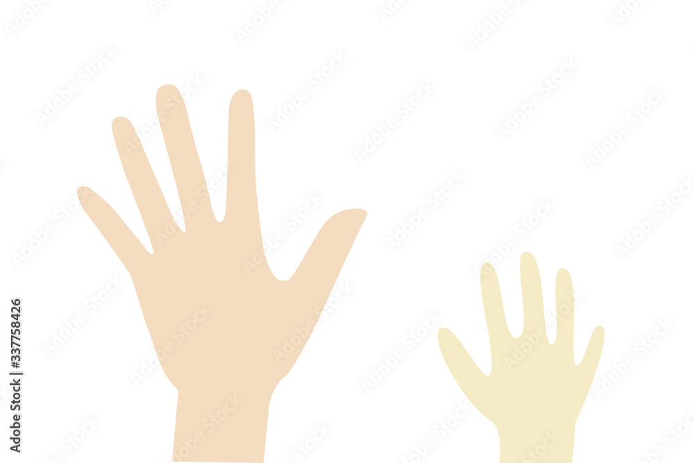 adult and child hands vector isolated on white background