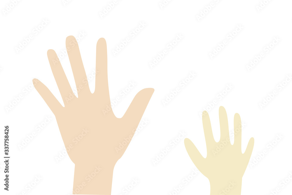 adult and child hands vector isolated on white background adult and child hands vector isolated on white background