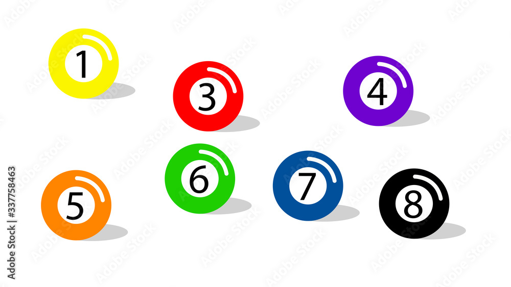 Billiard,pool balls collection. Snooker. White background Billiard,pool balls collection. Snooker. White background