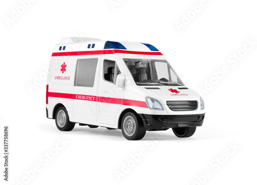 toy ambulances isolated on white background