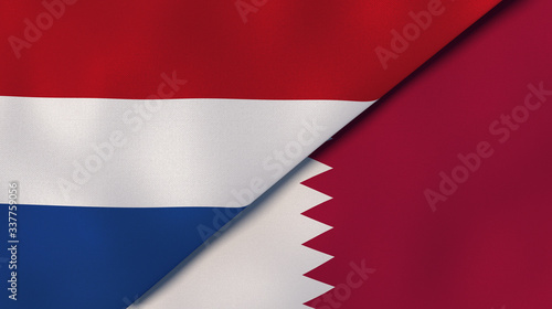 Free Download The flags of Netherlands and Qatar. News, reportage, business background. 3d illustration - GFXLoad