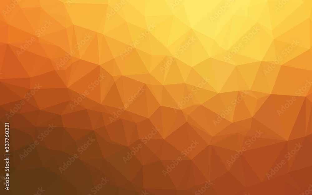 Light Yellow, Orange vector polygon abstract layout. Geometric illustration in Origami style with gradient. Template for a cell phone background.