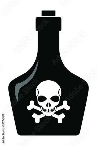 a bottle of poison with skull and crossbones