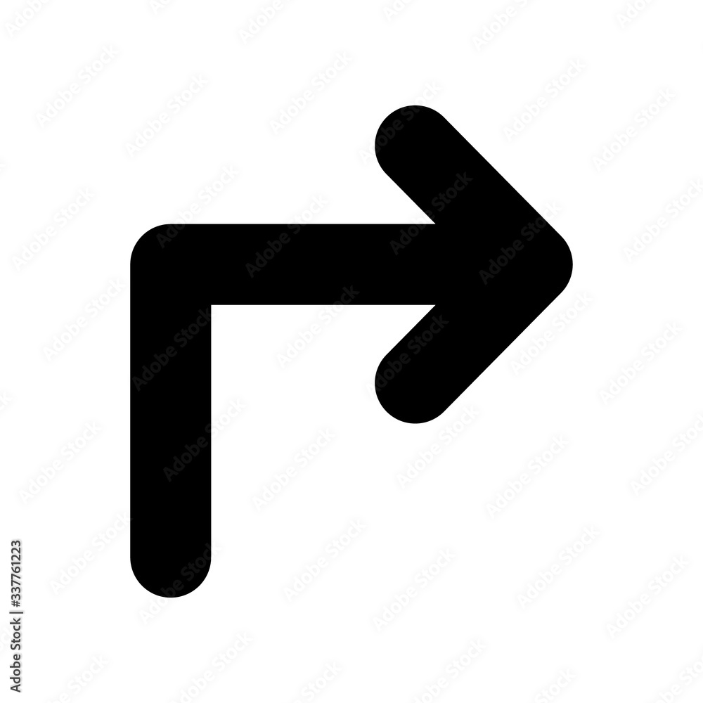 Turn right arrow icon in line style. Suitable for mobile apps, web apps and print media. Turn right arrow icon in line style. Suitable for mobile apps, web apps and print media.