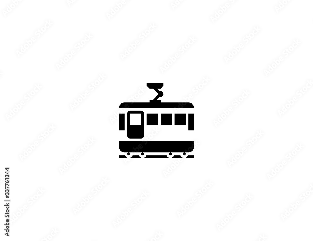 Tram vector flat icon. Isolated city transport, public transportation, tramway, tram car emoji illustration