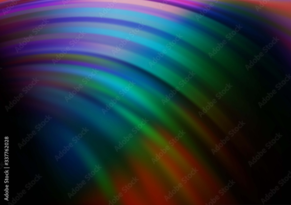 Dark Multicolor, Rainbow vector template with bent lines. A completely new color illustration in marble style. New composition for your brand book.