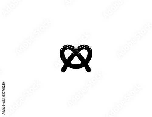Pretzel vector flat icon. Isolated German bread pretzel emoji illustration