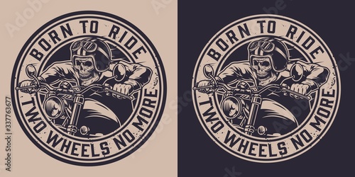 Motorcycle vintage round emblem