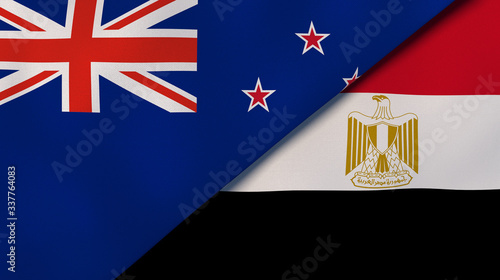 The flags of New Zealand and Egypt. News, reportage, business background. 3d illustration photo