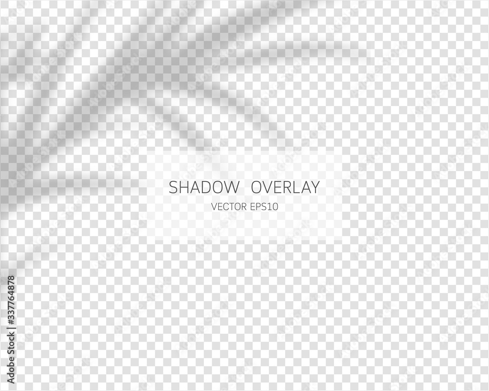 Shadow overlay effect. Natural shadows isolated on transparent background. Vector illustration.  - obrazy, fototapety, plakaty 
