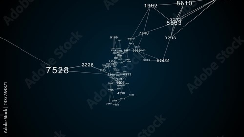 Futuristic technology abstract background. Looping plexus with numbers