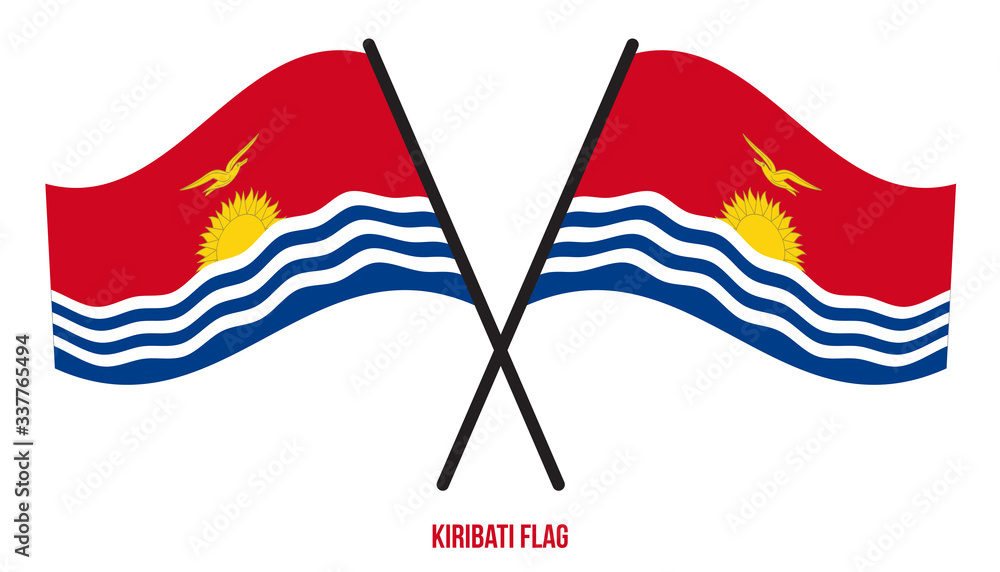Fototapeta premium Kiribati Flag Waving Vector Illustration on White Background. Kiribati National Flag